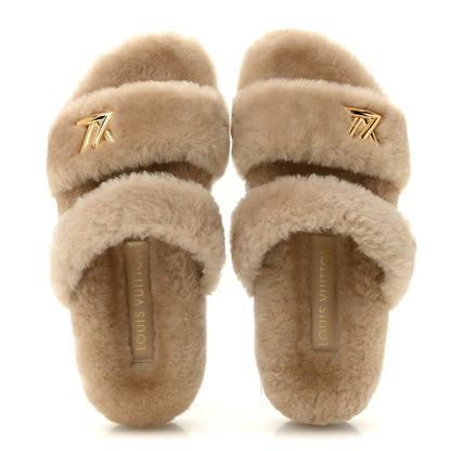 Louis Vuitton Shearling LV Sunset Flat Comfort Mule 40 Beige 2 of 10