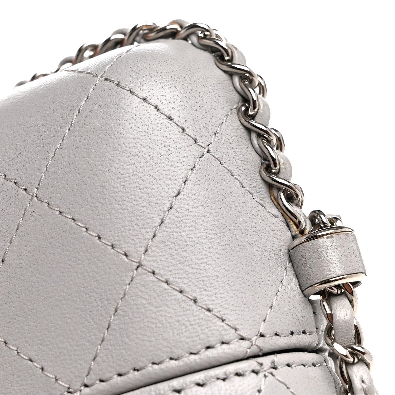 Chanel Lambskin Quilted Chain Around Phone Holder Grey 13 of 15