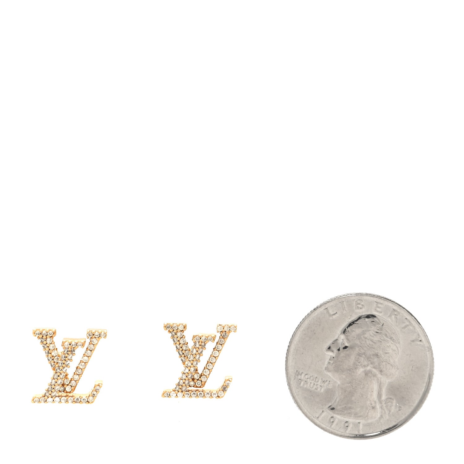 Louis Vuitton Metal Crystal LV Iconic Earrings Gold 2 of 5