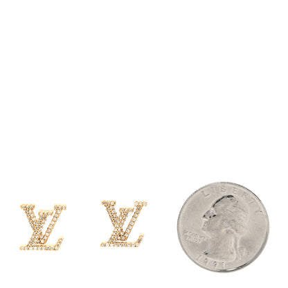 Louis Vuitton Metal Crystal LV Iconic Earrings Gold 2 of 5