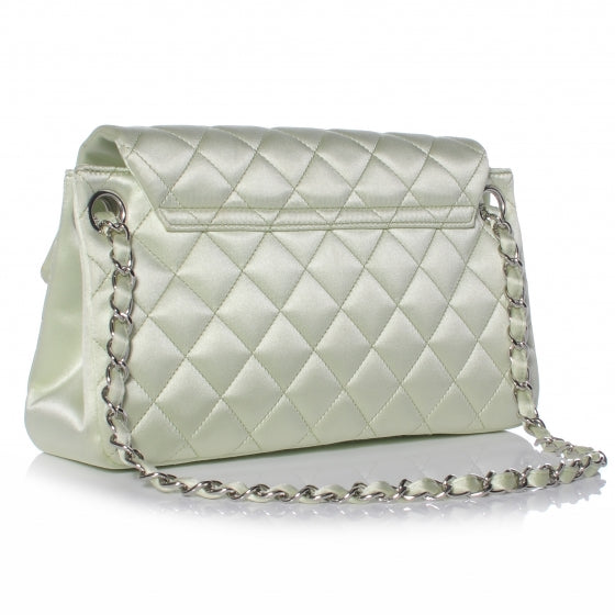Chanel Satin Quilted Medium Flap Mint Green 3 of 9