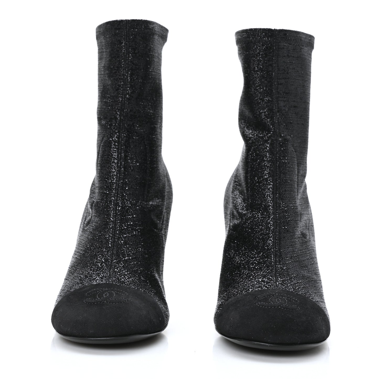 Fabric Suede Kidskin CC Cap Toe Short Boots 38.5 Black