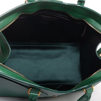 Saint Laurent Textured Leather Large Cabas ChYc Dark Green 5 of 8
