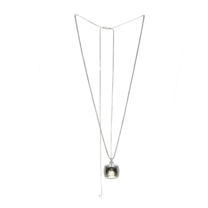 David Yurman Sterling Silver Diamond Prasiolite 17mm Albion Pendant Necklace 3 of 7