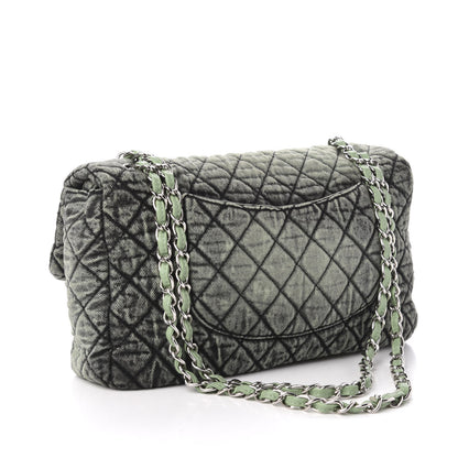Chanel Denim Quilted Denimpression Flap Green Black 3 of 10