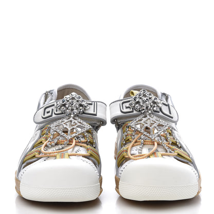 Gucci Mesh Fabric Tinsel Sport Sandals 37.5 White Silver 2 of 8