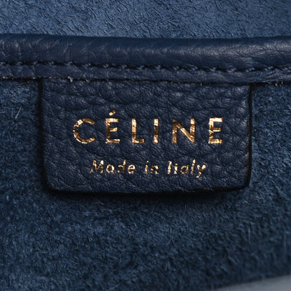 Celine Drummed Calfskin Nano Luggage Indigo 6 of 9