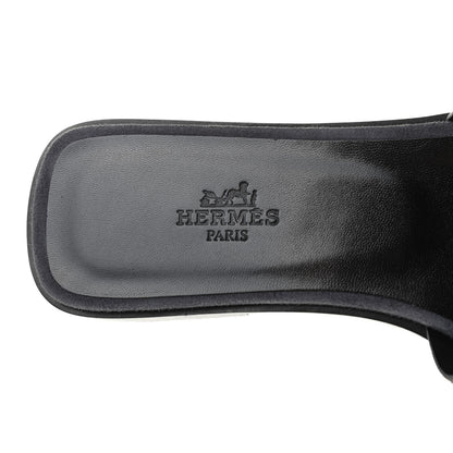 Hermes Suede Goatskin Crystal Powder Oran Sandals 36.5 Black 7 of 8