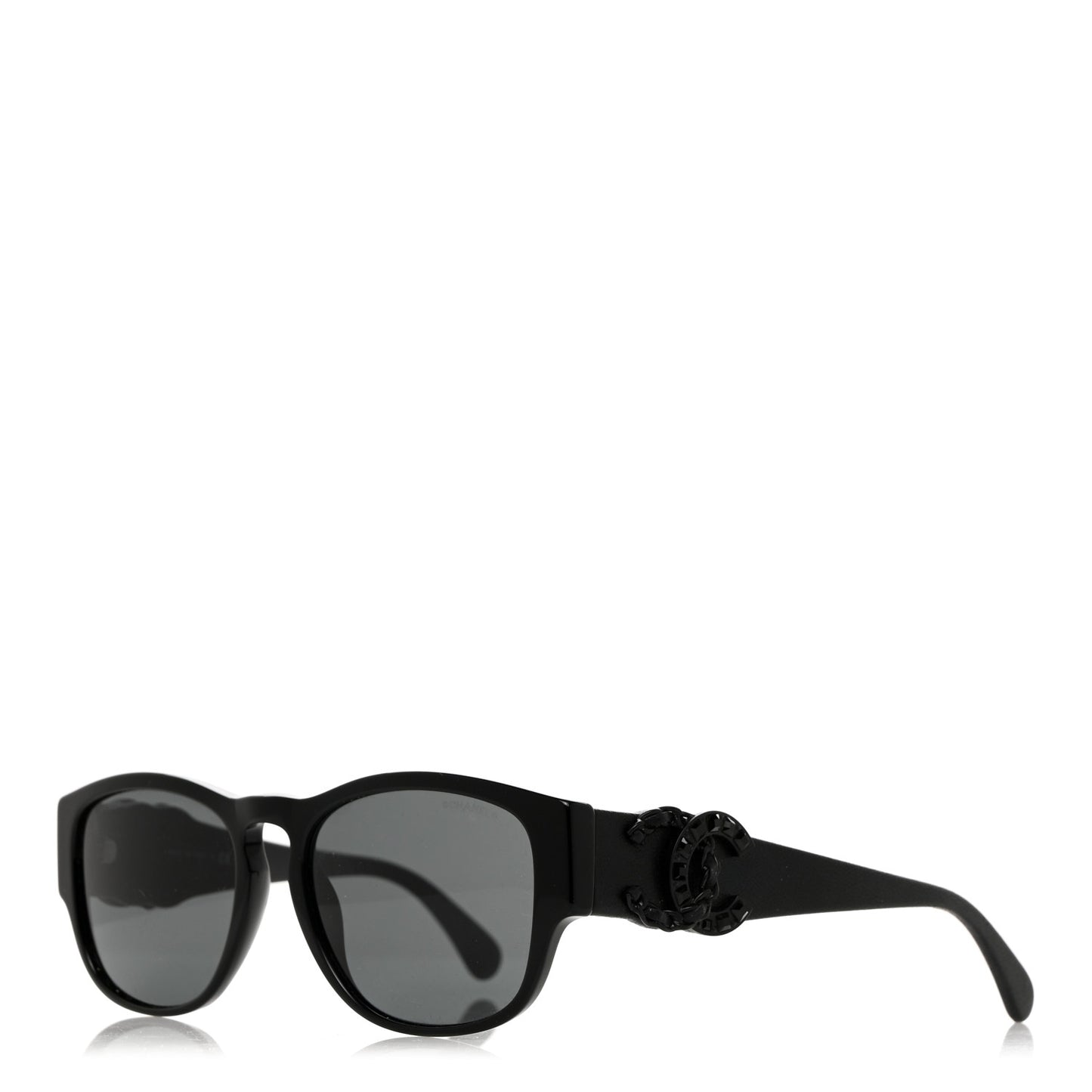 Acetate Crystal Baguette Chain CC Sunglasses 5454-Q-A Black