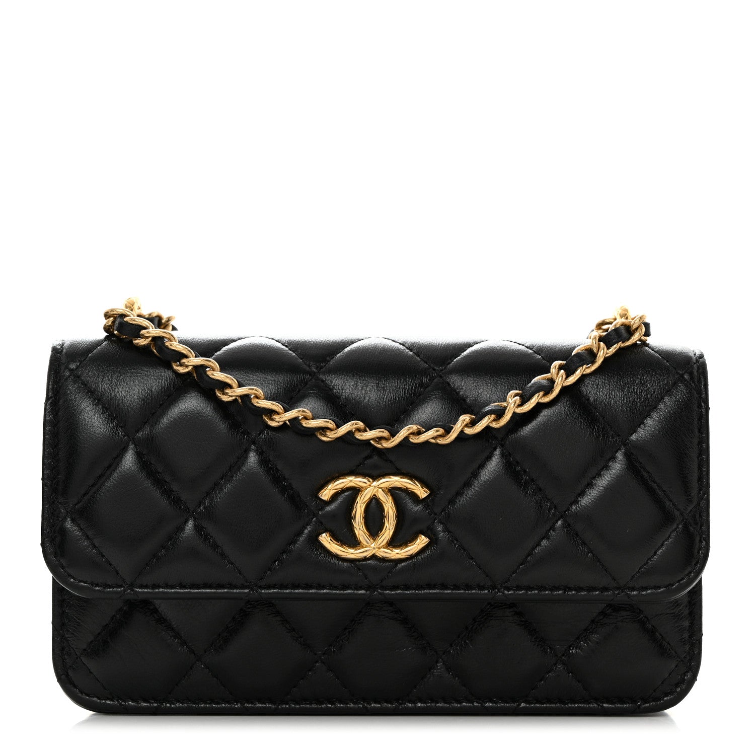 Chanel Lambskin Quilted Dynasty Flap Phone Holder With Chain Black 1 of 13