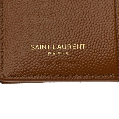 Saint Laurent Grain De Poudre Matelasse Chevron Monogram Zipped Card Case Natural Dark 6 of 7