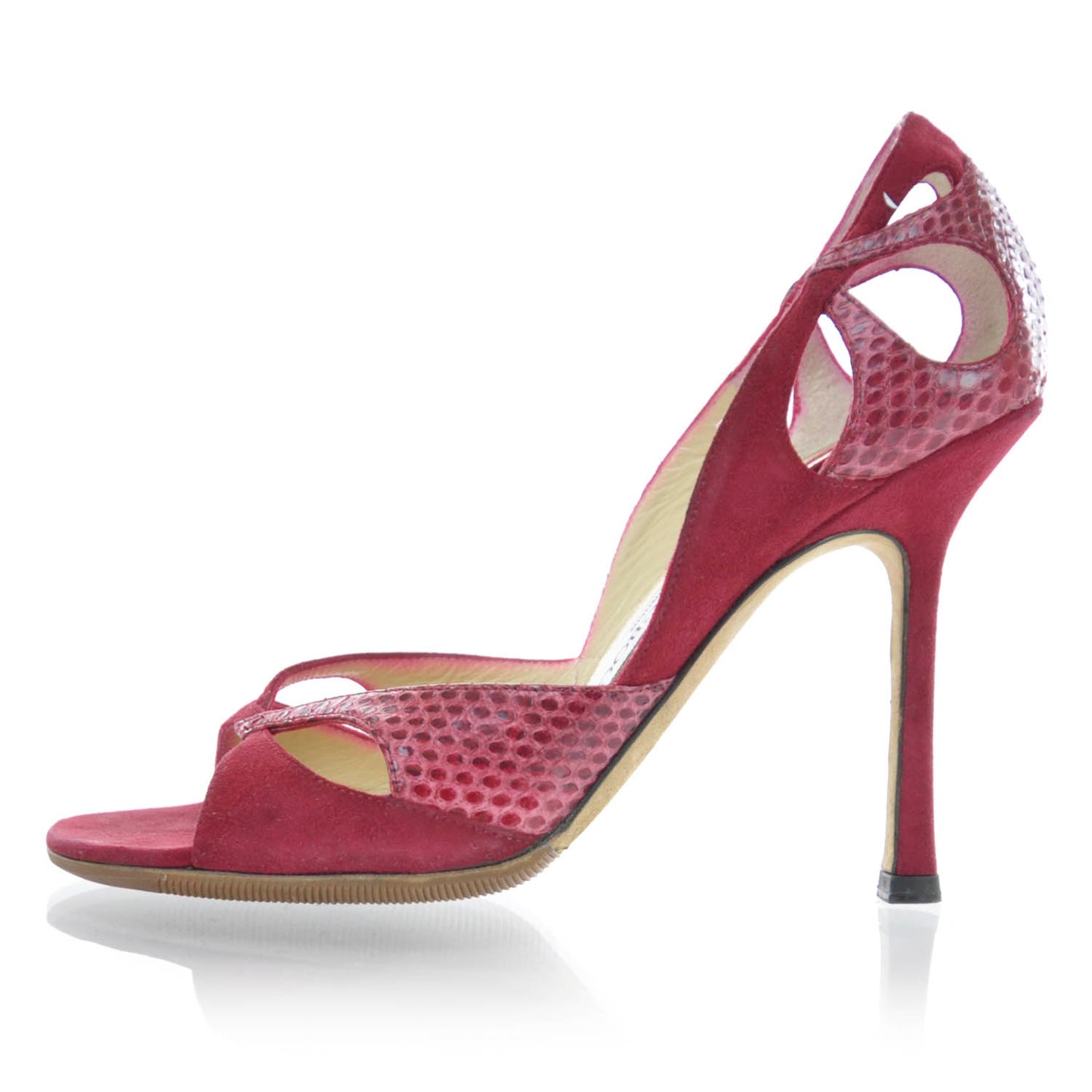 Suede Reptile Sandals 37 Red