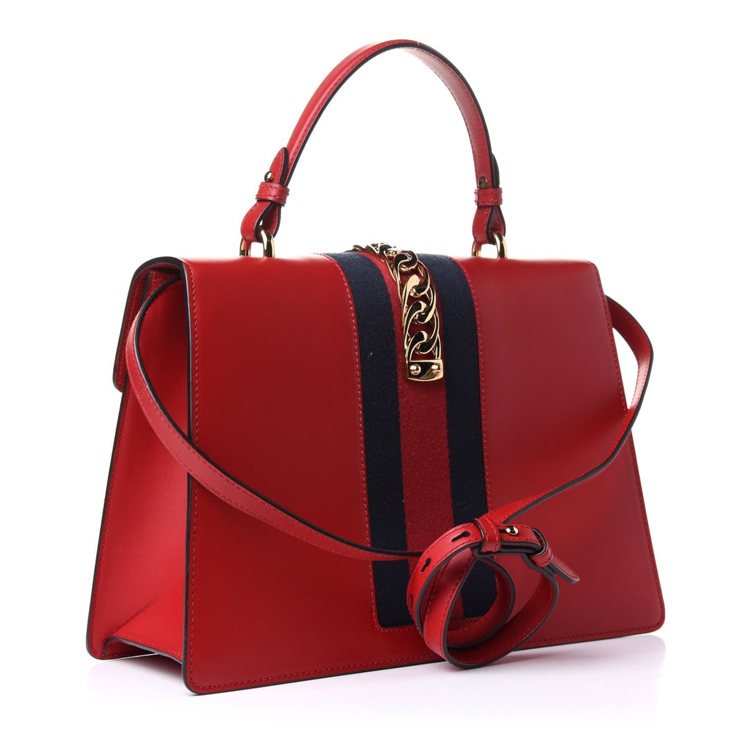 Calfskin Medium Sylvie Top Handle Bag Hibiscus Red