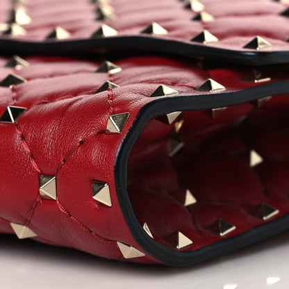 Valentino Garavani Nappa Rockstud Spike Wallet on Chain Rubino 9 of 9