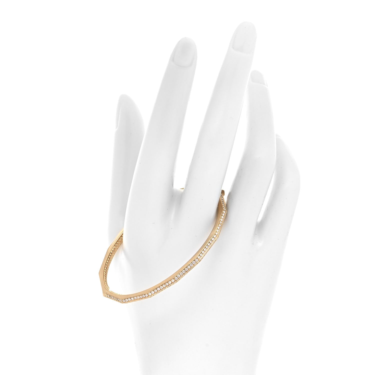 David Yurman 18K Yellow Gold Diamond 3mm Stax Single Row Faceted Bracelet 2 of 4
