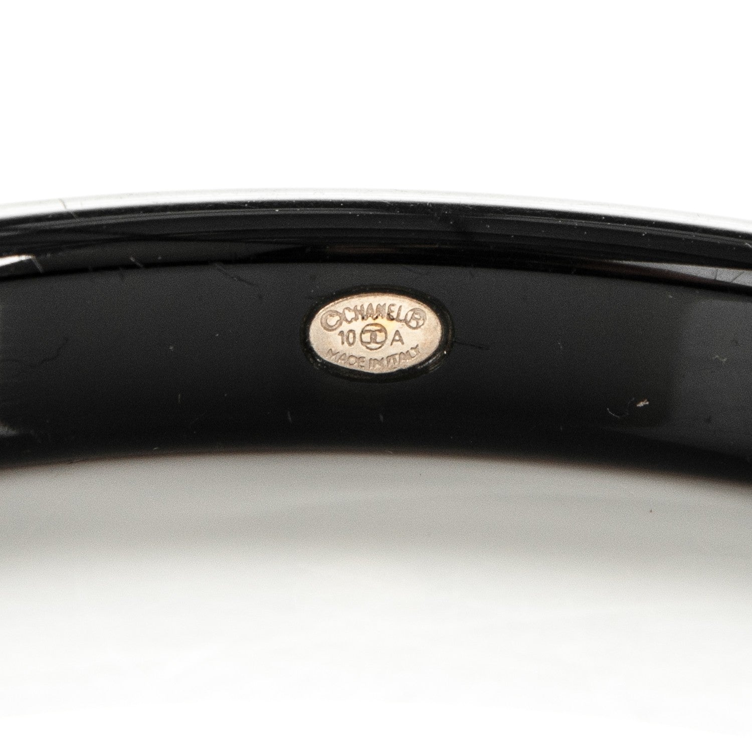 Chanel Resin Mother of Pearl CC Bangle Black 4 of 4