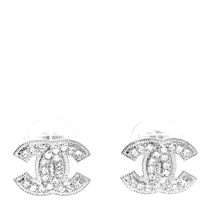 Chanel Crystal Timeless CC Earrings Silver 1 of 4