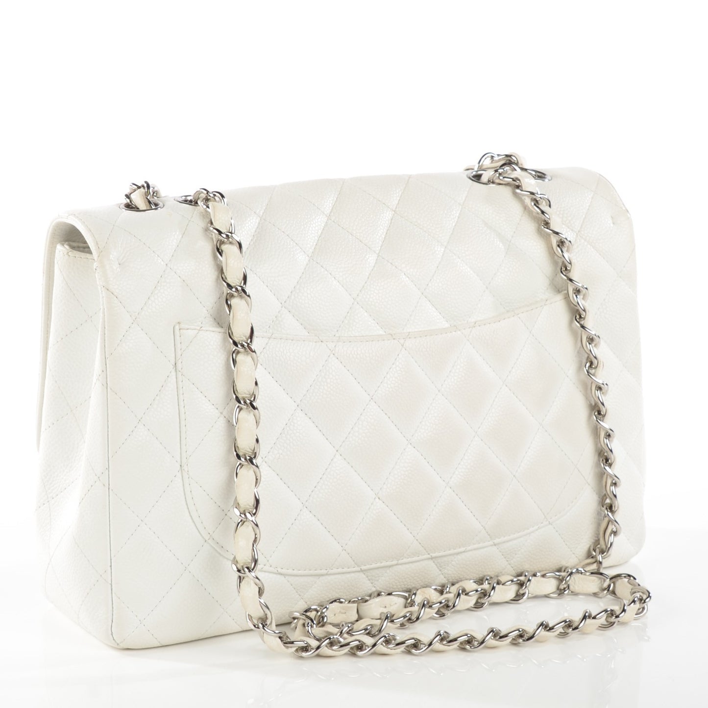 Caviar Quilted Jumbo Single Flap White