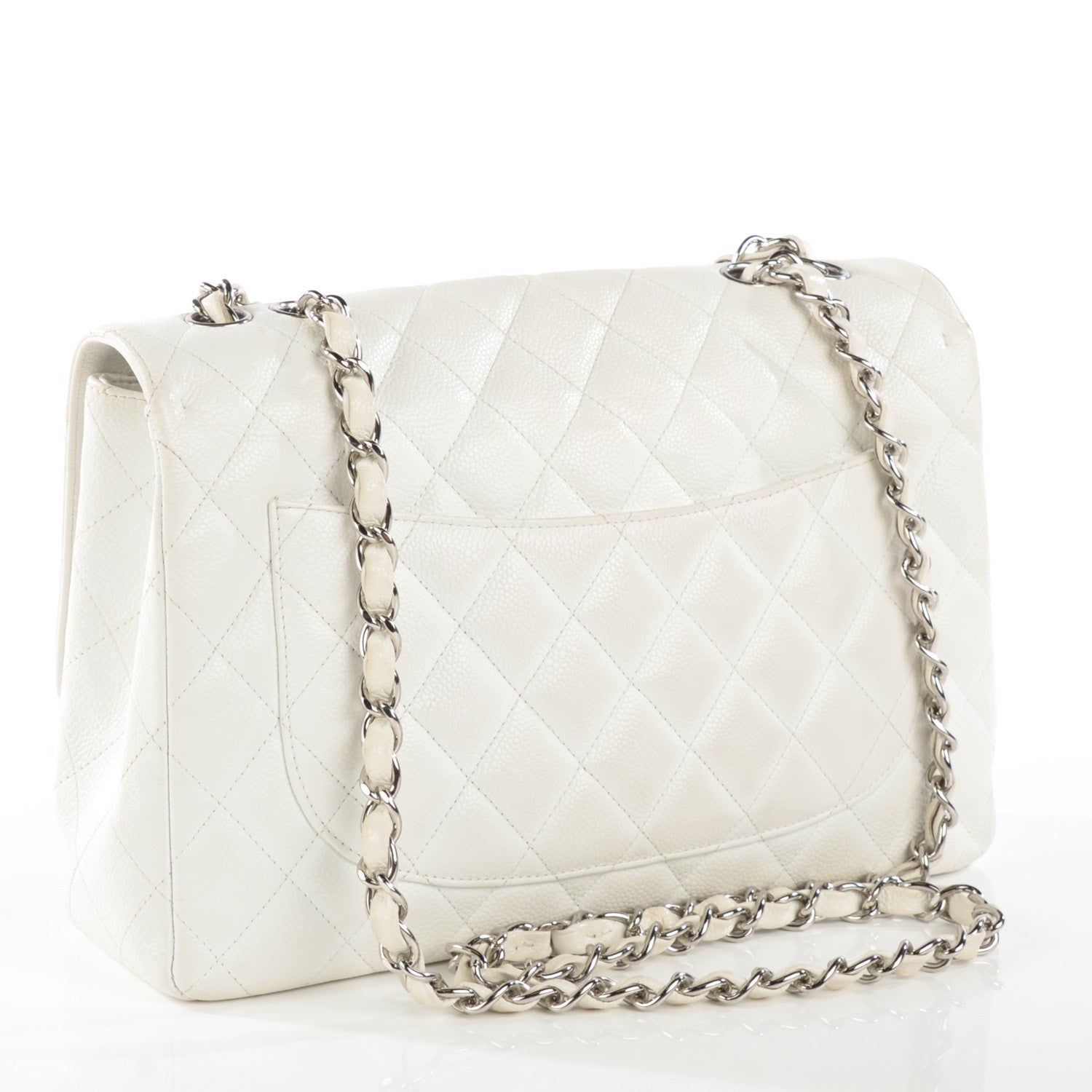 Chanel Caviar Quilted Jumbo Single Flap White 9 of 15