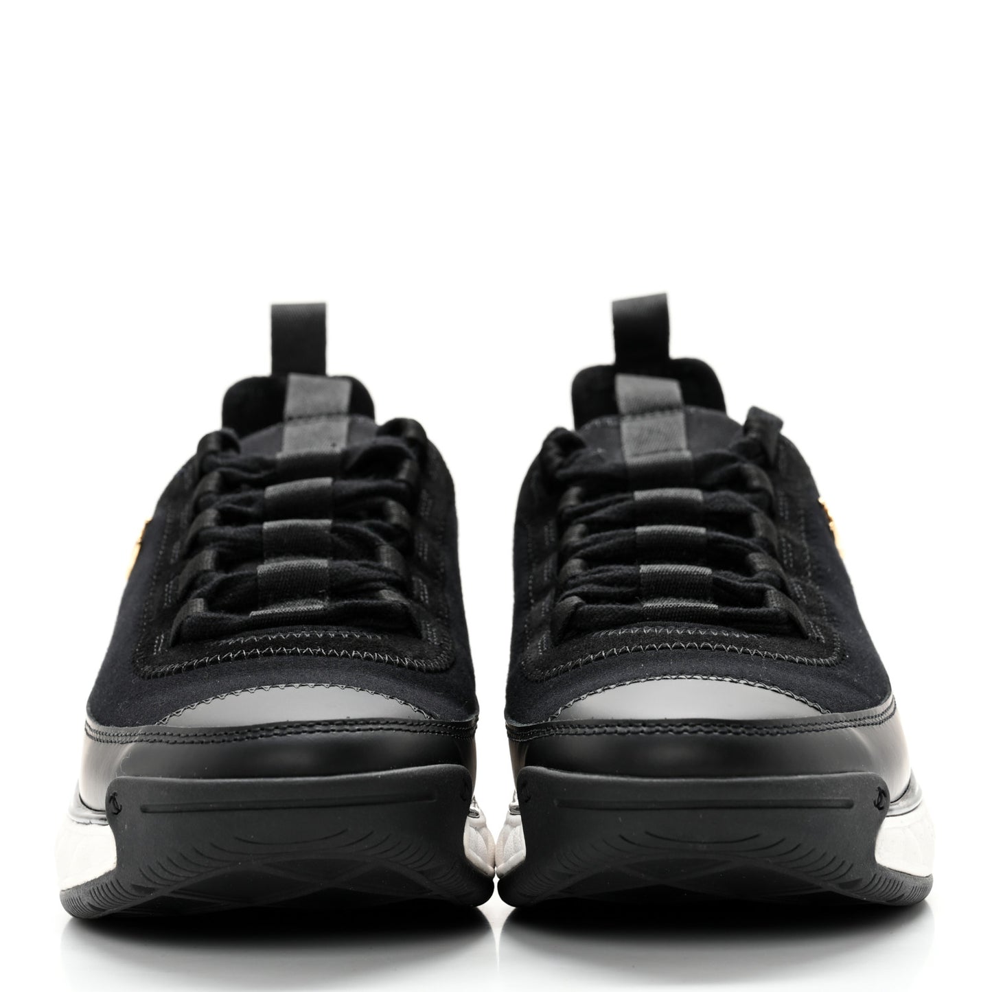 Velvet Calfskin Mixed Fibers CC Sneakers 35.5 Black