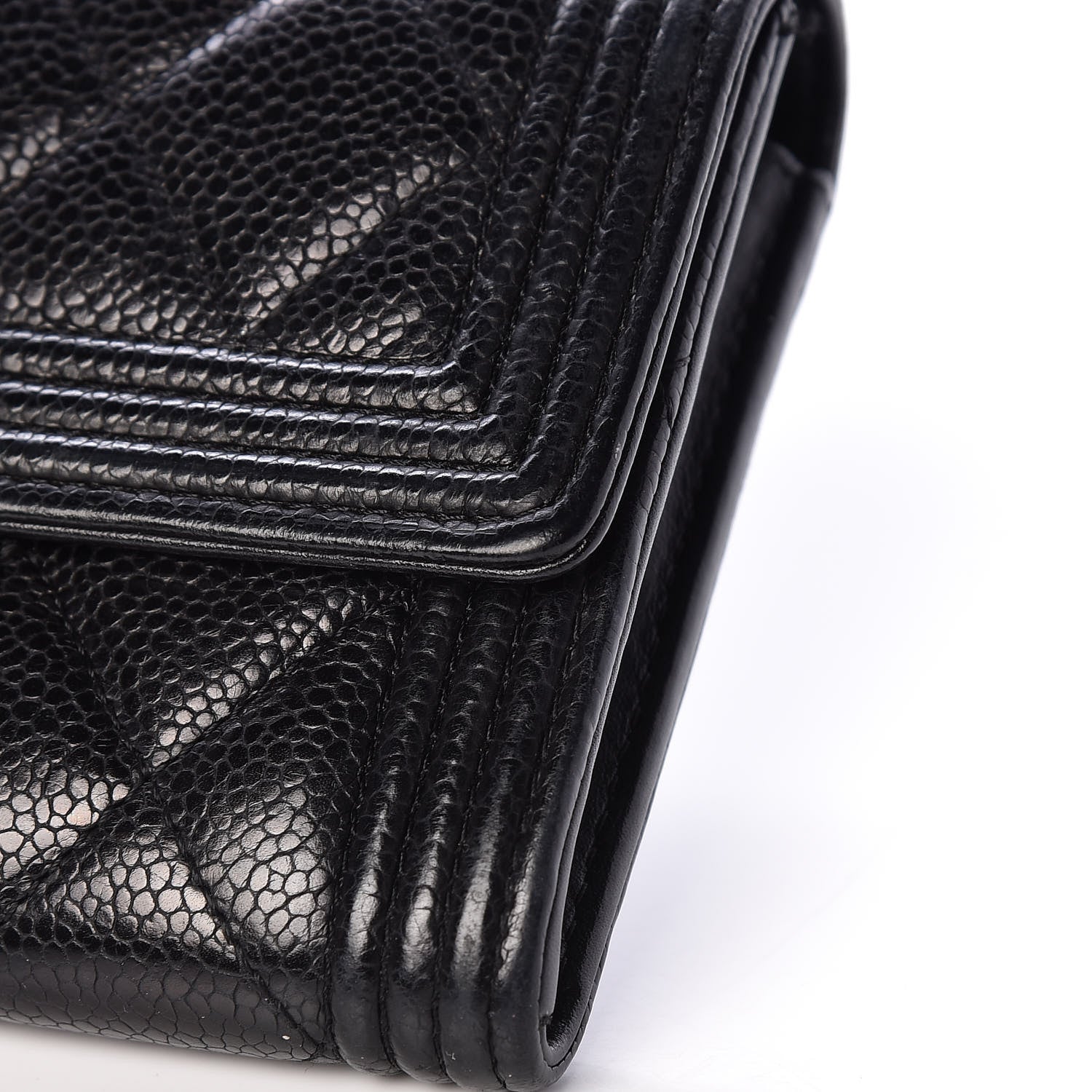 Chanel Caviar Quilted Large Boy Gusset Flap Wallet Black 10 of 16