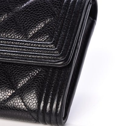 Chanel Caviar Quilted Large Boy Gusset Flap Wallet Black 10 of 16