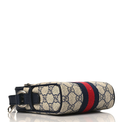 Gucci GG Supreme Monogram Textured Calfskin Web Mini Ophidia Messenger Beige Blue 4 of 10