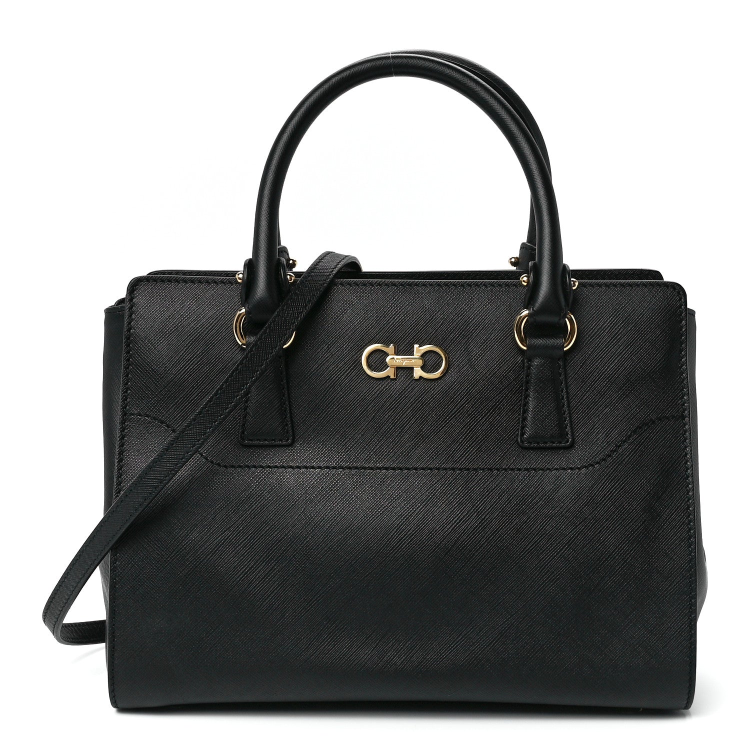 Salvatore Ferragamo Saffiano Small Beky Tote Black 1 of 13