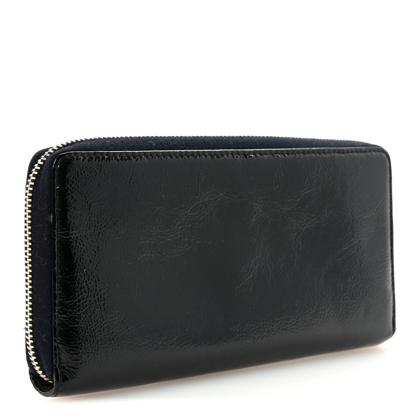 Textured Patent Monogram Belle De Jour Zip Around Wallet Black