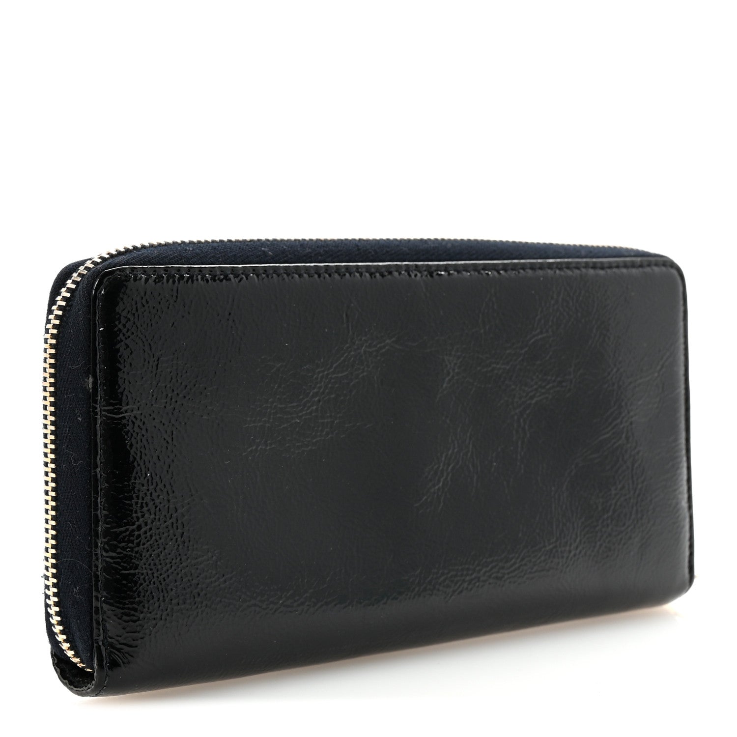 Saint Laurent Textured Patent Monogram Belle De Jour Zip Around Wallet Black 3 of 6