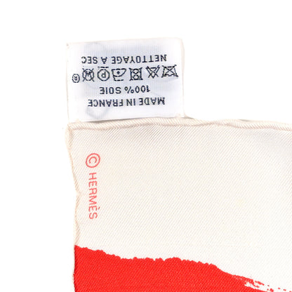 Hermes Silk Rosace De Janos Ber Scarf 90 Red White Black 2 of 4