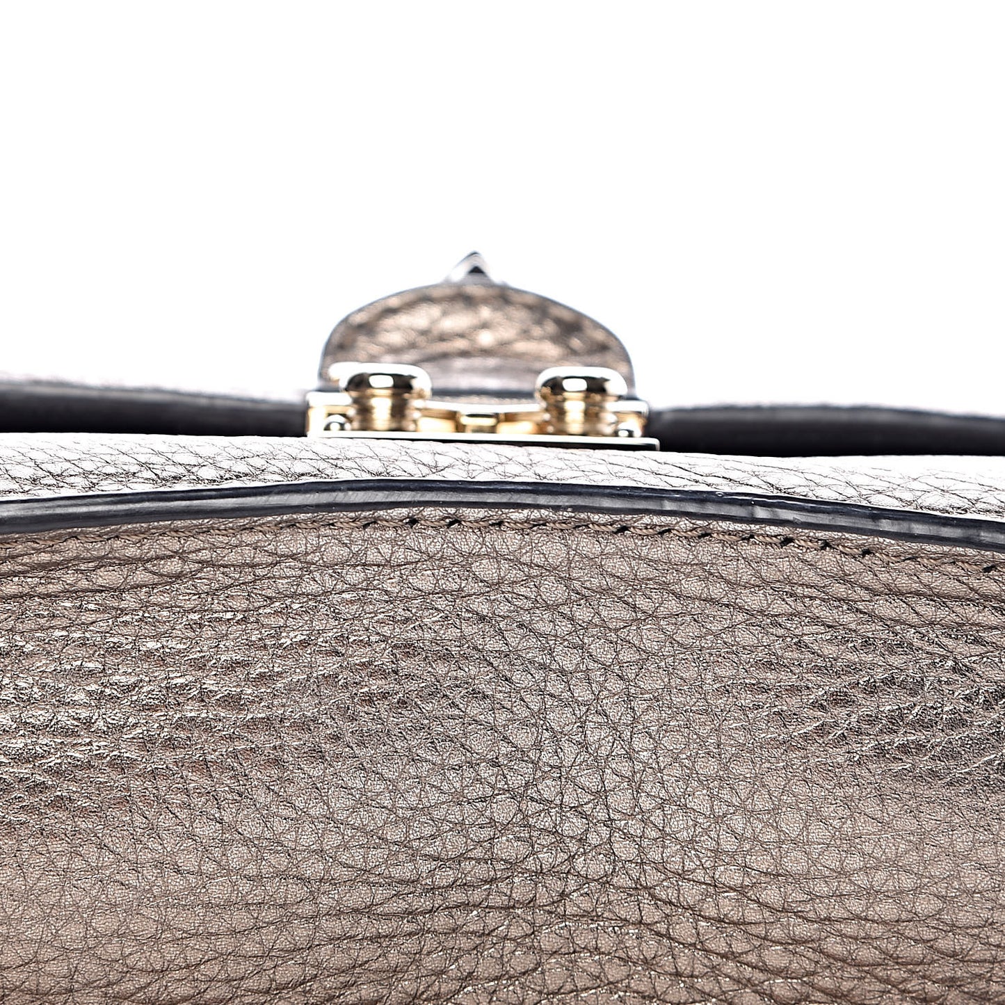 Metallic Vitello Medium Glam Lock Rockstud Flap Sasso