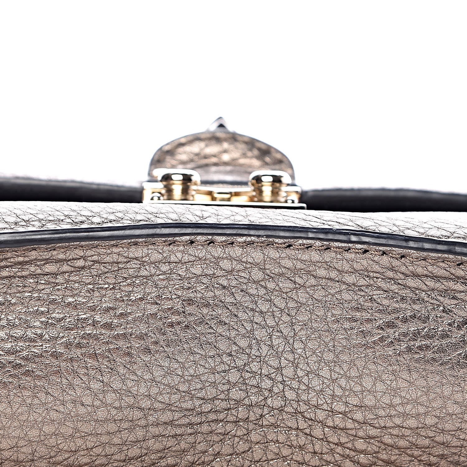 Valentino Garavani Metallic Vitello Medium Glam Lock Rockstud Flap Sasso 9 of 10
