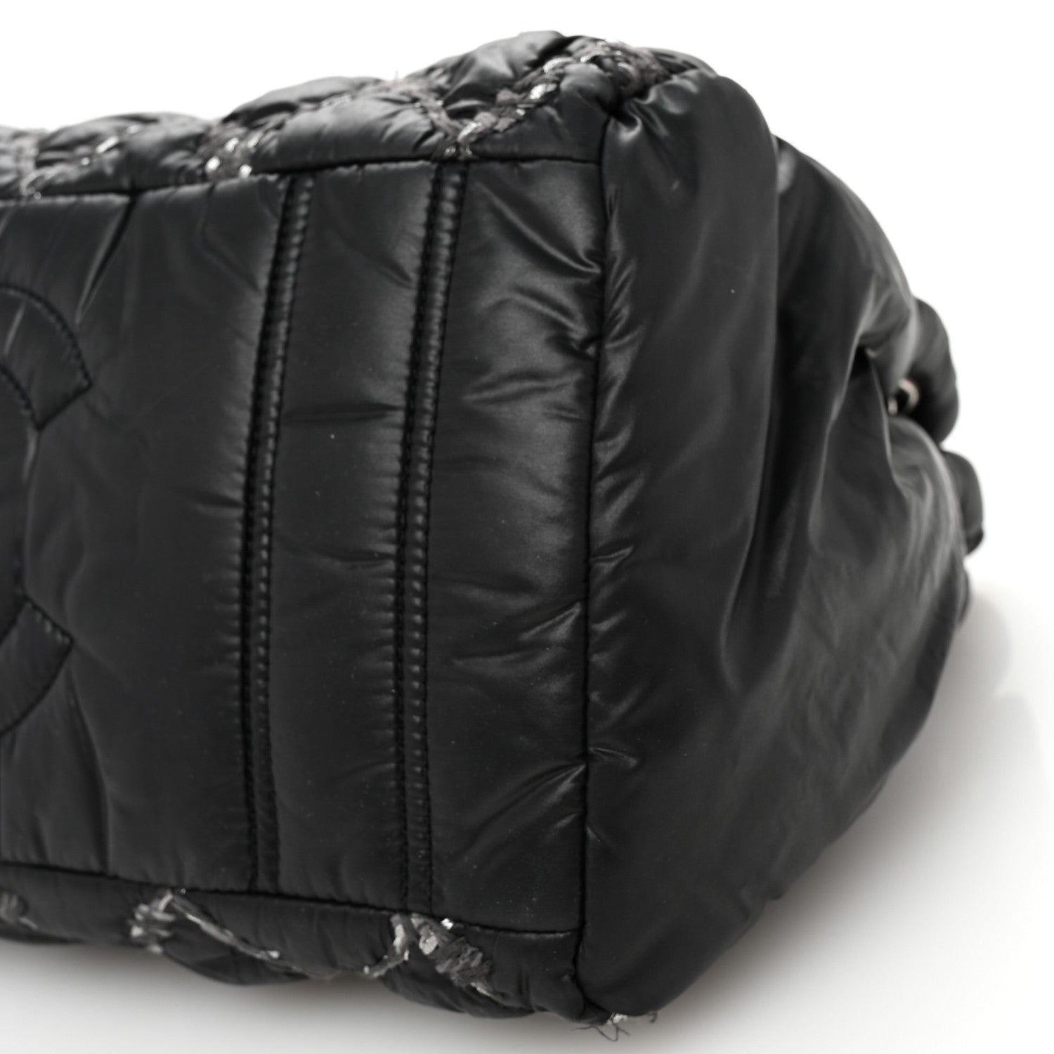 Chanel Nylon Quilted Tweed Stitch Bubble Tote Black 10 of 13
