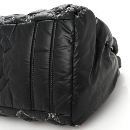 Chanel Nylon Quilted Tweed Stitch Bubble Tote Black 10 of 13