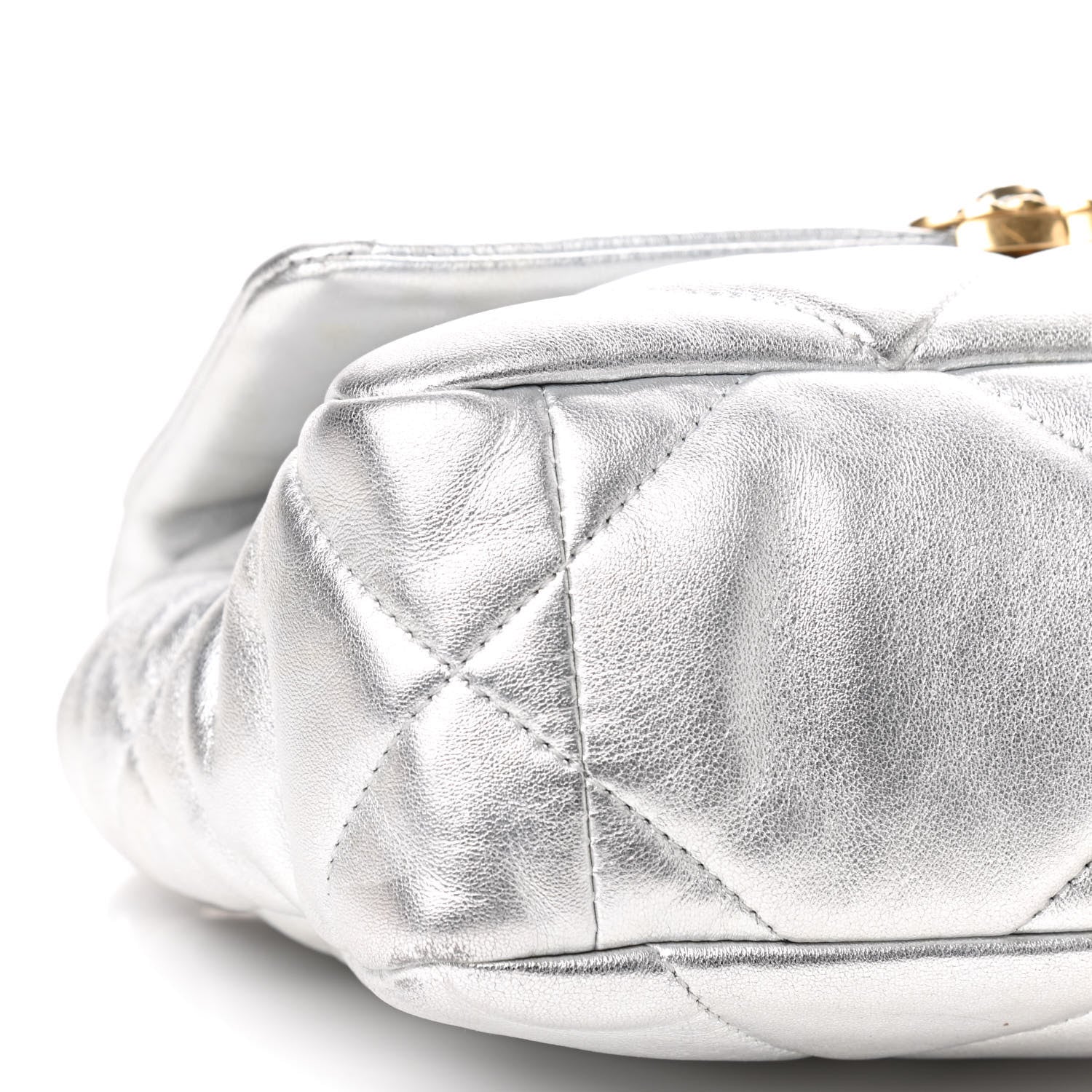 Chanel Metallic Lambskin Quilted Medium Chanel 19 Flap Silver 5 of 9