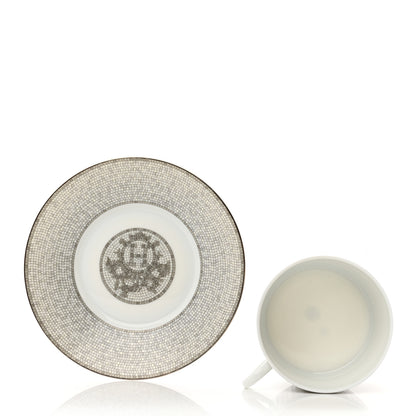 Hermes Porcelain Mosaique Au 24 Platine Breakfast Cup And Saucer Set Of 2 4 of 9