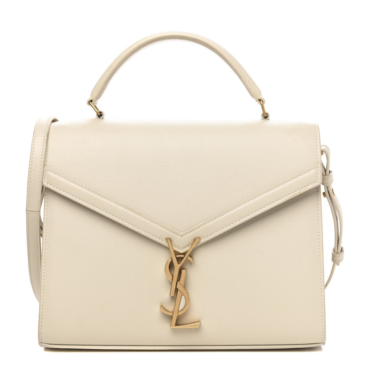 Saint Laurent Grain de Poudre Medium Classic Monogram Cassandra Top Handle Crema Soft Rouge Legion 1 of 13