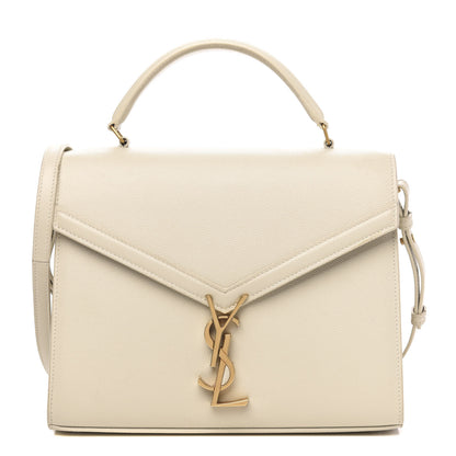 Saint Laurent Grain de Poudre Medium Classic Monogram Cassandra Top Handle Crema Soft Rouge Legion 1 of 13