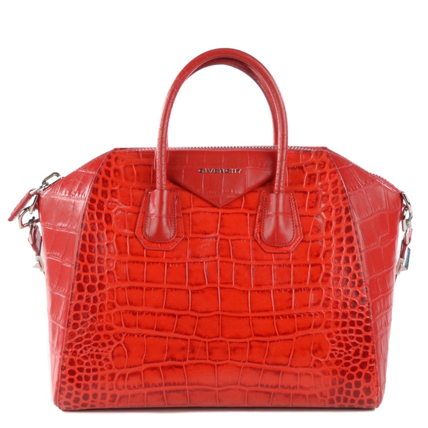 Givenchy Calfskin Crocodile Embossed Medium Antigona Red 1 of 8