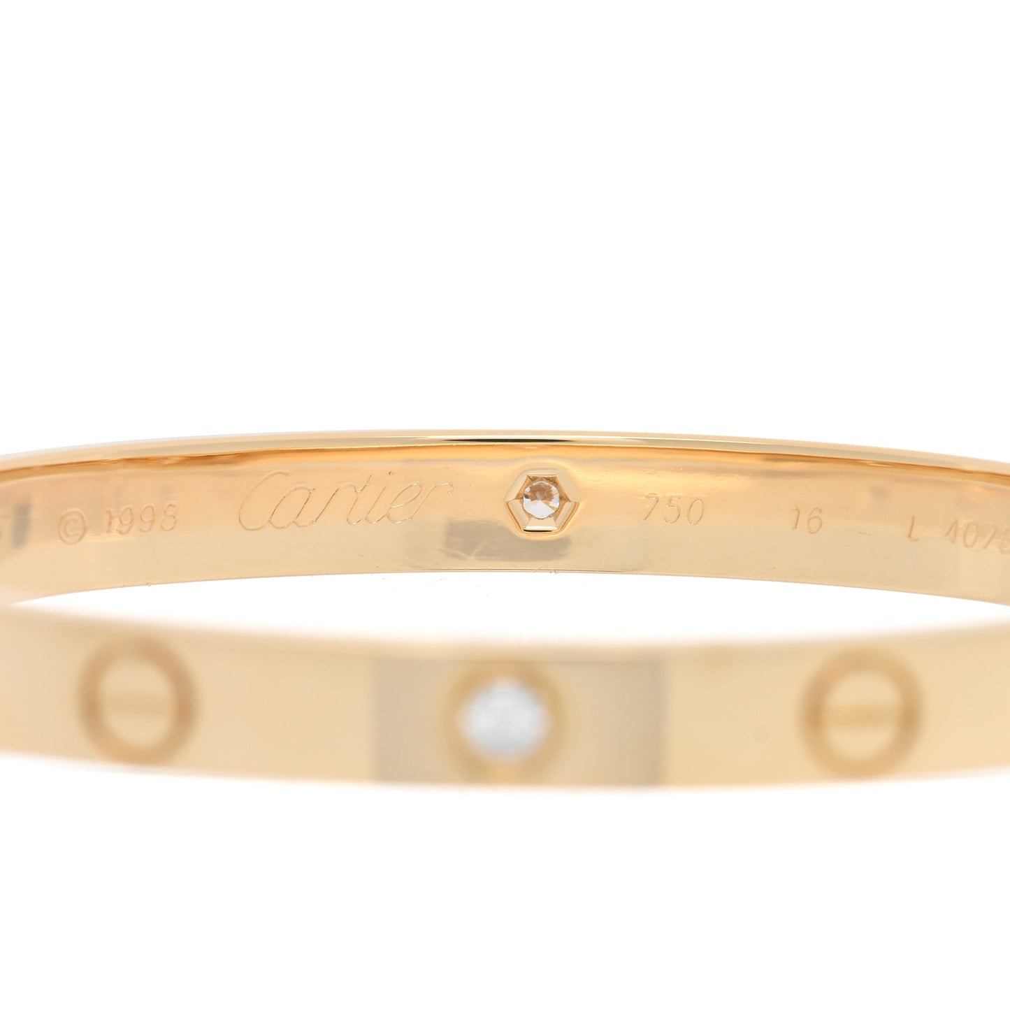 18K Yellow Gold 6 Diamond LOVE Bracelet 16