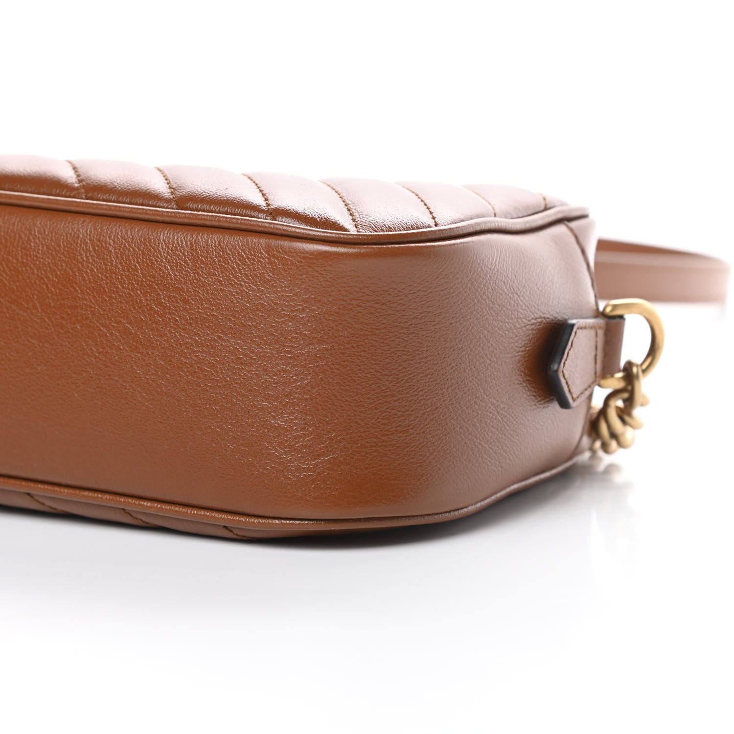 Gucci Glazed Calfskin Matelasse Diagonal Small GG Marmont Chain Shoulder Bag Cuir 10 of 12