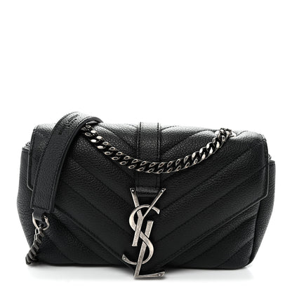 Saint Laurent Grained Calfskin Matelasse Chevron Classic Monogram Baby Chain Bag Black 1 of 10