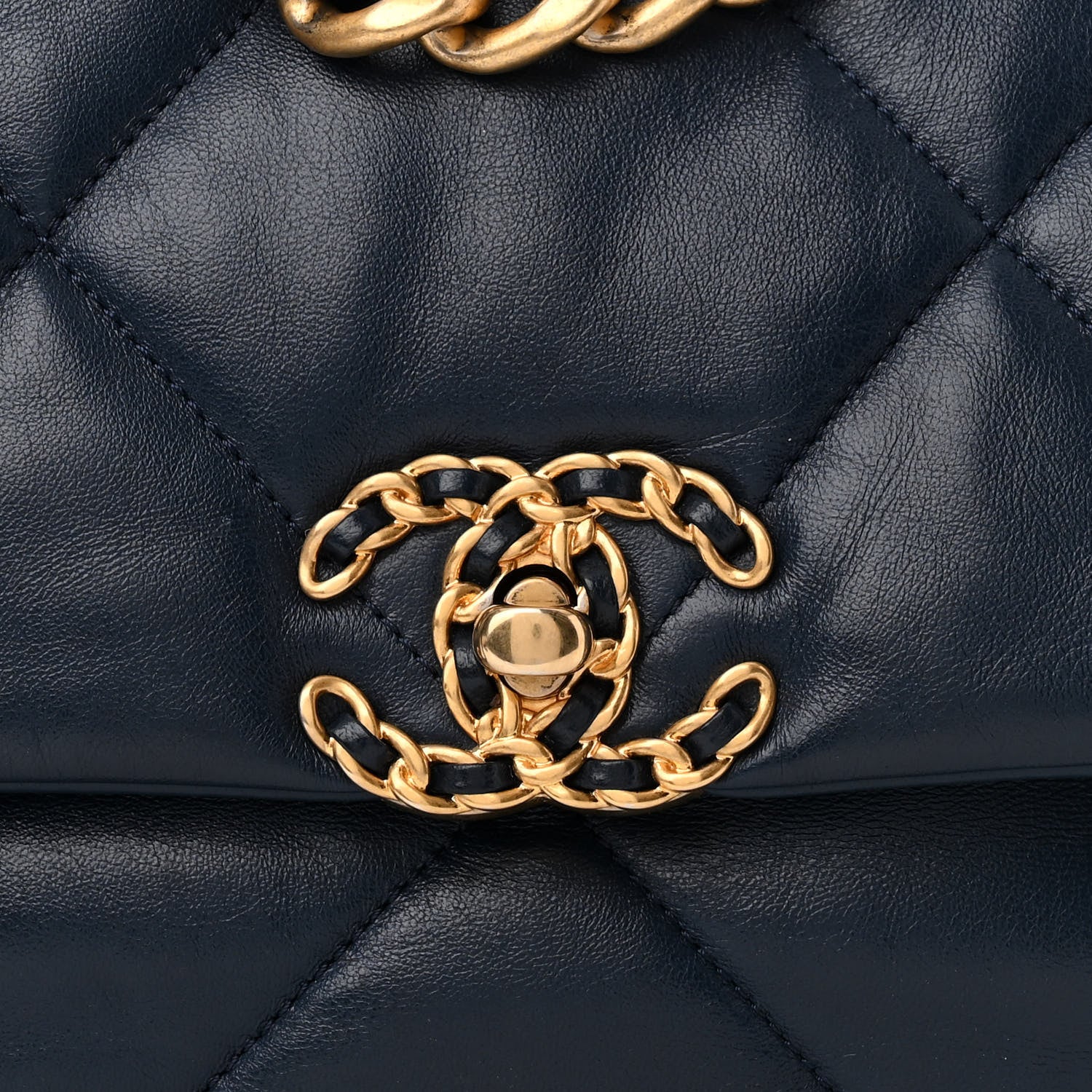 Chanel Goatskin Quilted Medium Chanel 19 Flap Navy Blue 8 of 10