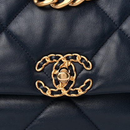 Chanel Goatskin Quilted Medium Chanel 19 Flap Navy Blue 8 of 10