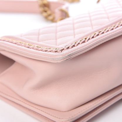 Chanel Lambskin Quilted Medium Chain Detail Boy Flap Light Pink 12 of 19