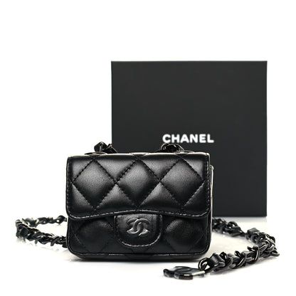 Chanel Lambskin Quilted Mini Chain Belt Bag Black 13 of 13