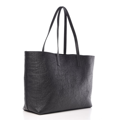Saint Laurent Calfskin Crocodile Embossed Large Shopper Tote Black 4 of 9