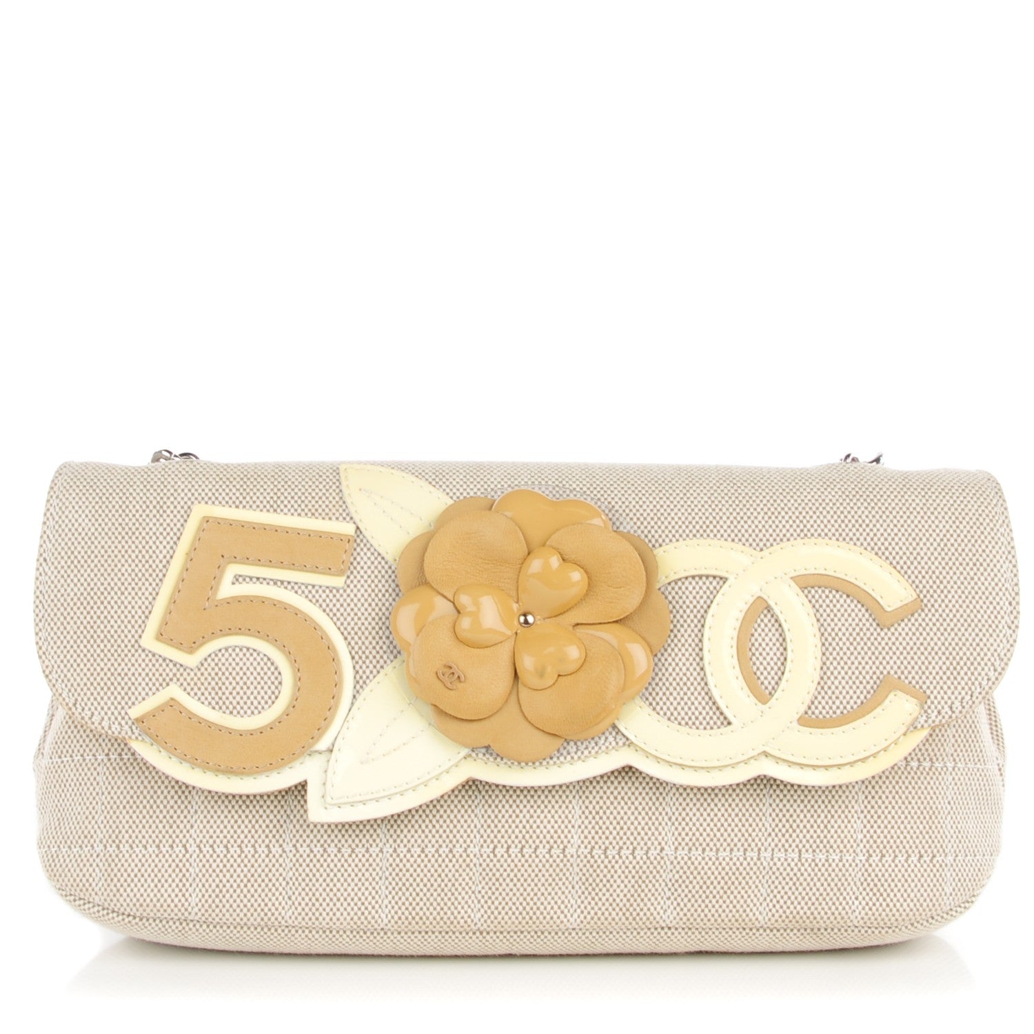 Chanel Canvas Camellia N°5 Flap Beige 1 of 7