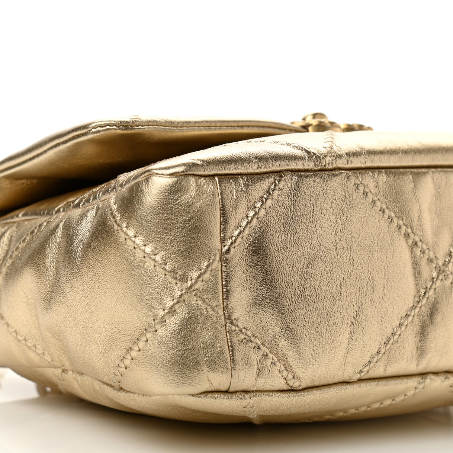 Chanel Metallic Lambskin Stitched Medium Chanel 19 Flap Gold 9 of 11